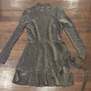 Speechless Metallic Black Dress